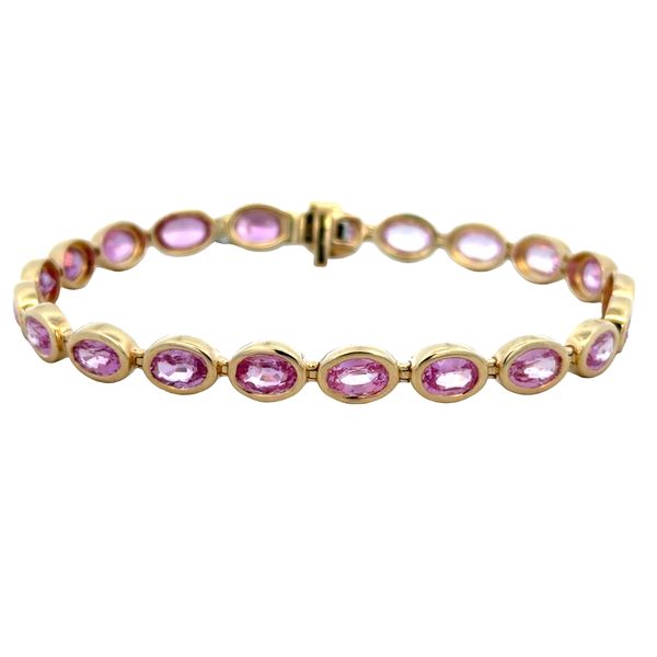 14k Yellow Gold 11.59 Carat Pink Sapphire Bezel-Set Bracelet – 7