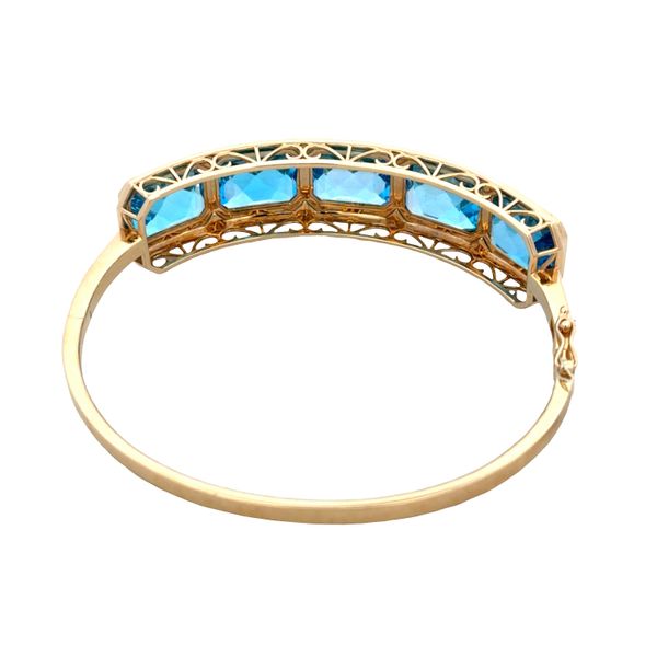 14k Yellow Gold 26.60 CT Swiss Blue Topaz Bangle Bracelet – 7