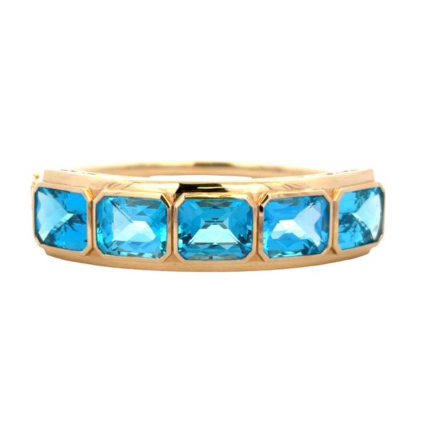 14k Yellow Gold 26.60 CT Swiss Blue Topaz Bangle Bracelet – 7