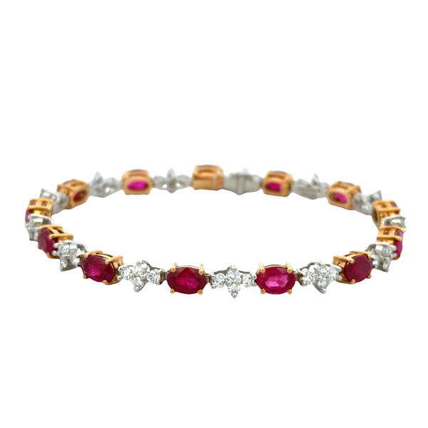 18k Yellow Gold & Platinum Ruby and Diamond Bracelet – 7