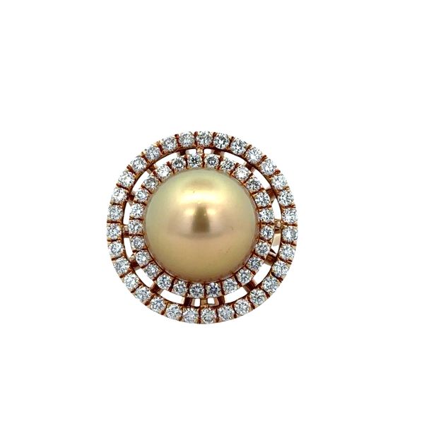 18k Yellow Gold Golden South Sea Pearl & Diamond Ring – Size 8.25 Perry's Diamonds & Estate Jewelry Charlotte, NC