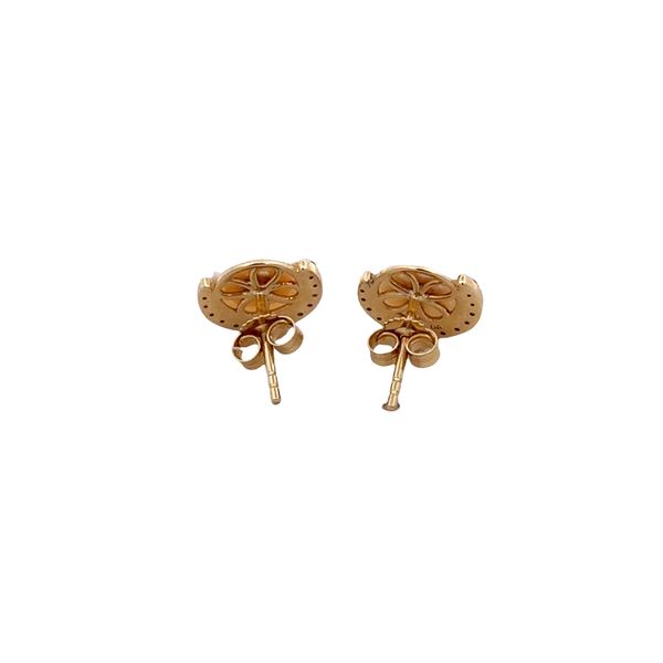 14k Yellow Gold Pearl & Diamond Crescent Stud Earrings Image 2 Perry's Diamonds & Estate Jewelry Charlotte, NC