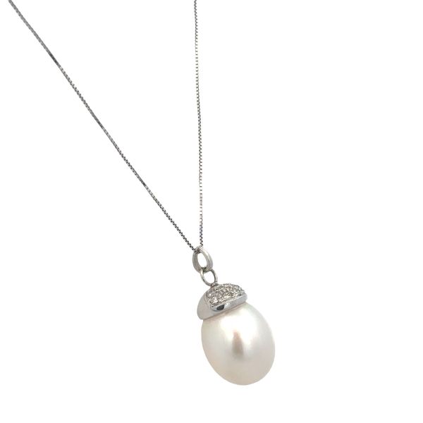 14k White Gold South Sea Pearl & Diamond Pendant Necklace – 16