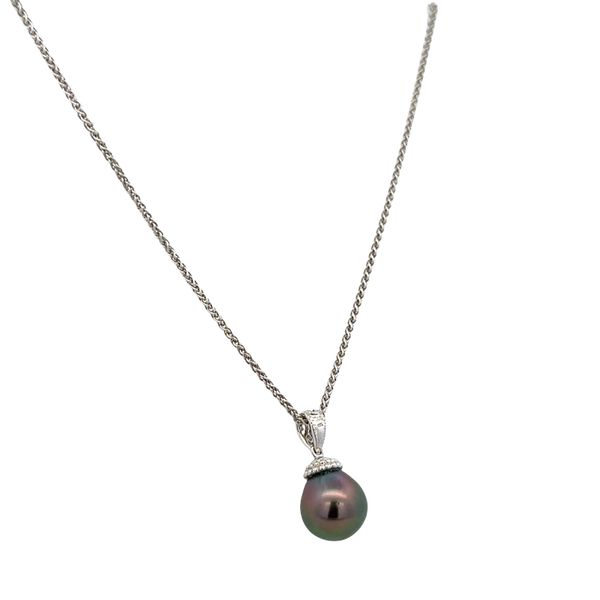 18k White Gold Tahitian Pearl & Diamond Pendant Necklace – 18