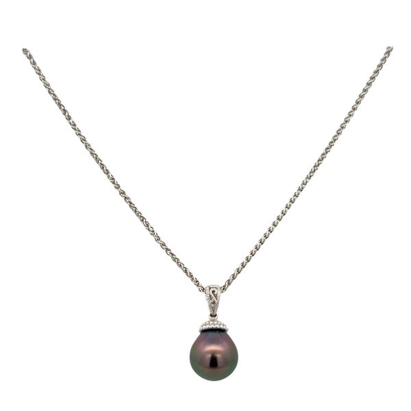 18k White Gold Tahitian Pearl & Diamond Pendant Necklace – 18