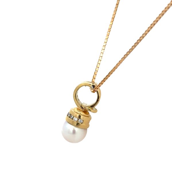 Estate David Yurman 18k Yellow Gold Akoya Cultured Pearl & Diamond Pendant Necklace – 18