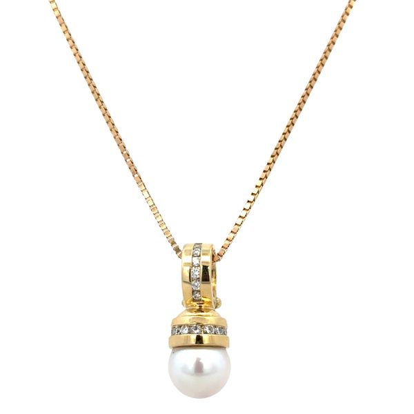 Estate David Yurman 18k Yellow Gold Akoya Cultured Pearl & Diamond Pendant Necklace – 18