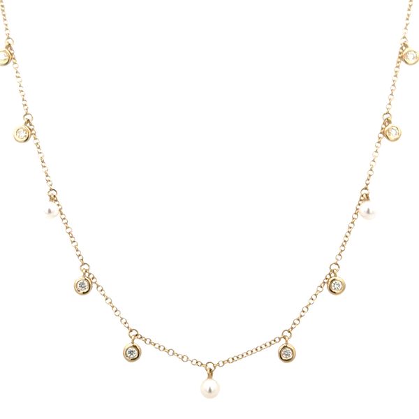 14k Yellow Gold Diamond and Pearl Necklace Perry's Diamonds & Estate Jewelry Charlotte, NC