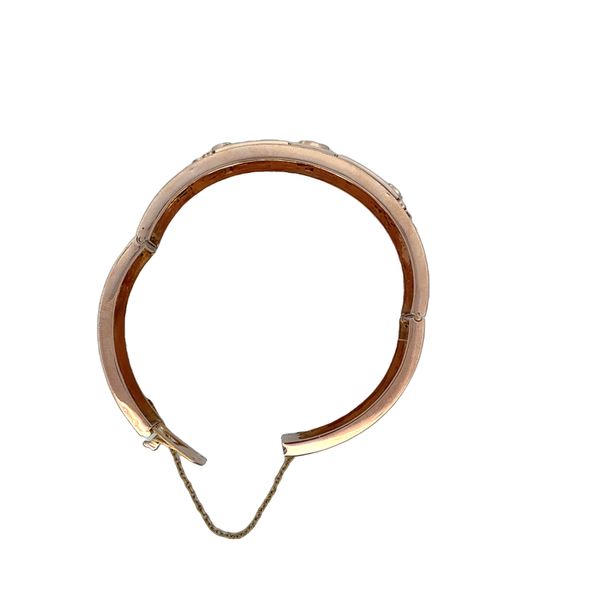 French Antique 18k Rose Gold Seed Pearl and Black Enamel Bracelet Image 4 Perry's Diamonds & Estate Jewelry Charlotte, NC