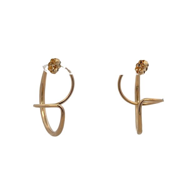 14k Yellow Gold Modern Abstract Hoop Earrings Image 3 Perry's Diamonds & Estate Jewelry Charlotte, NC