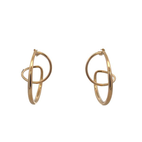 14k Yellow Gold Modern Abstract Hoop Earrings Perry's Diamonds & Estate Jewelry Charlotte, NC