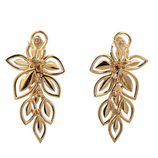 Estate Valentin Margo 18k Yellow Gold Foliate Earrings Image 2 Perry's Diamonds & Estate Jewelry Charlotte, NC