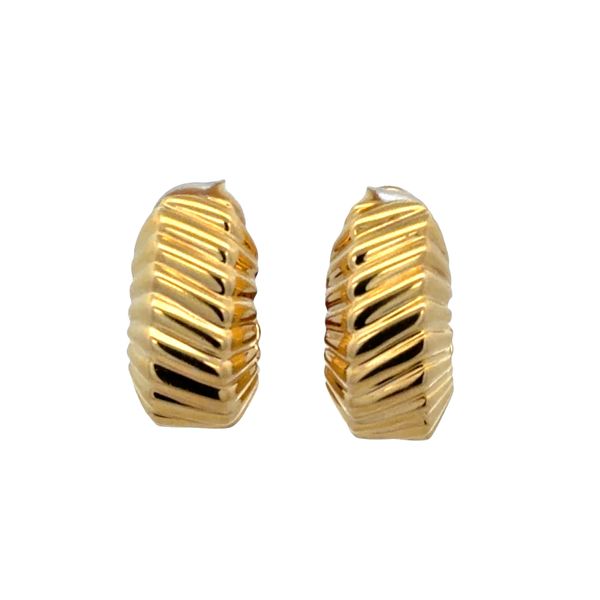 Estate Tiffany & Co. 18k Yellow Gold Ribbed Huggie Earrings Perry's Diamonds & Estate Jewelry Charlotte, NC
