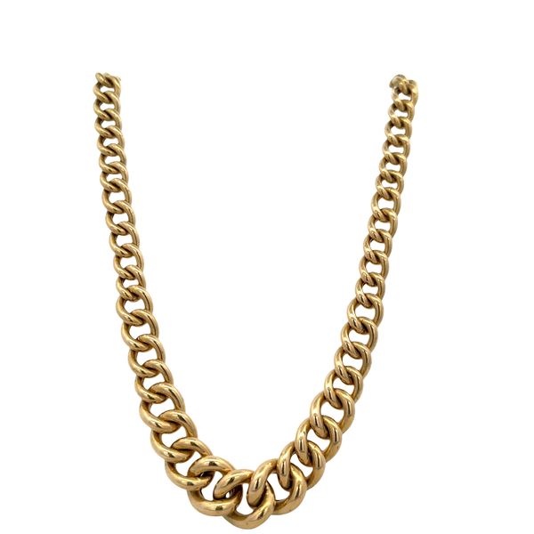 18k Yellow Gold Graduated Cable Chain Necklace – 18