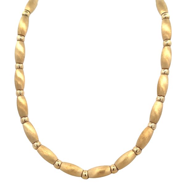 14k Yellow Gold Satin & Polished Link Necklace – 17