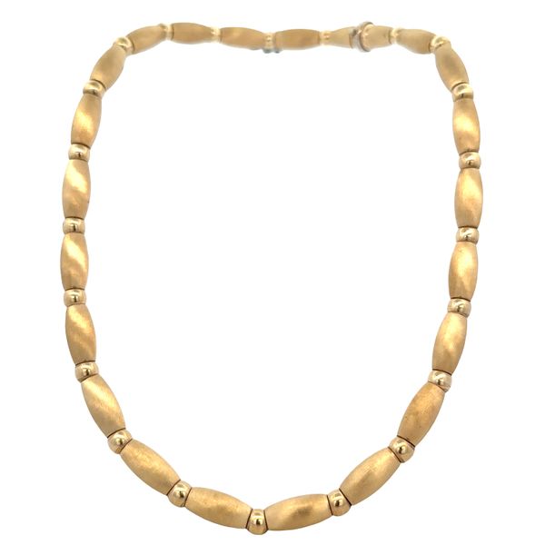 14k Yellow Gold Satin & Polished Link Necklace – 17