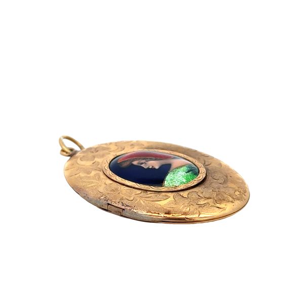 Antique Enameled & Chased Portrait Locket in 20k Yellow Gold Image 3 Perry's Diamonds & Estate Jewelry Charlotte, NC