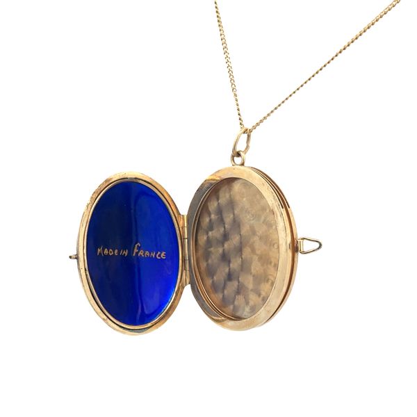 Antique Edwardian French Limoges Enameled Portrait Pendant in Yellow Gold Image 2 Perry's Diamonds & Estate Jewelry Charlotte, NC