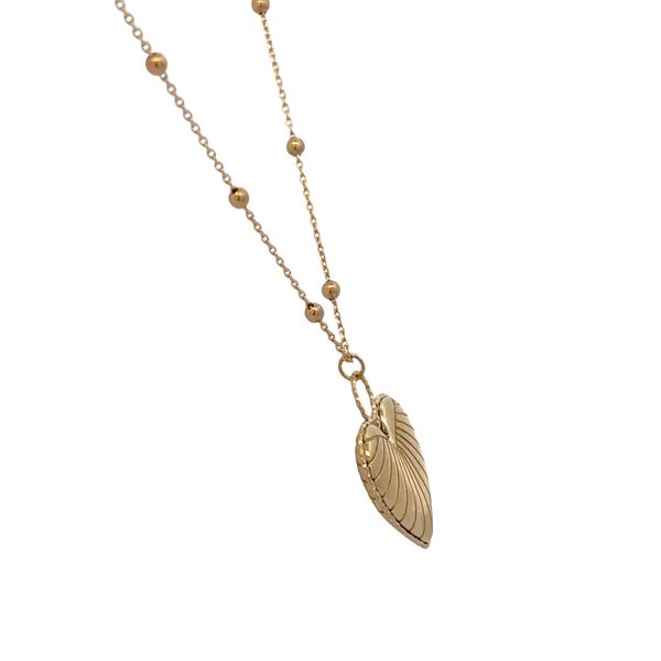 14k Yellow Gold Textured Fancy Heart Pendant – Adjustable 16