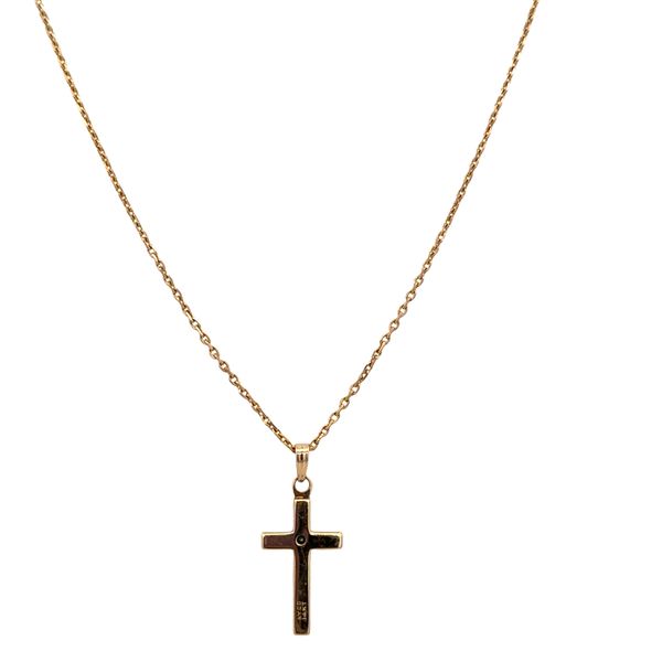 Vintage 14k Yellow & White Gold Diamond Cross Pendant Necklace – 18