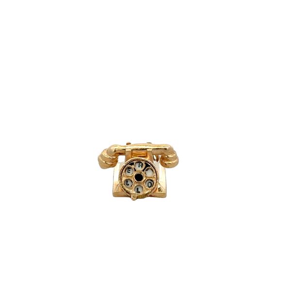 Vintage Enameled Rotary Telephone Charm in Yellow Gold Image 4 Perry's Diamonds & Estate Jewelry Charlotte, NC