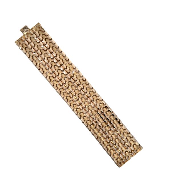 Vintage 18k Rose Gold Multi-Row Chevron Link Statement Bracelet – Circa 1960s – 7.75