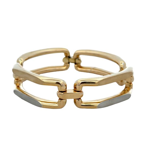 Modern 18k Yellow Gold Geometric Open-Link Bracelet – 7