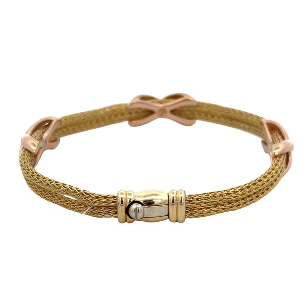 18k Two-Tone Yellow & Rose Gold Double Strand “X” Motif Bracelet – 7