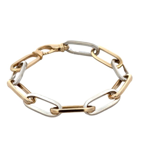 14k Yellow & White Gold Paperclip Link Bracelet – 8