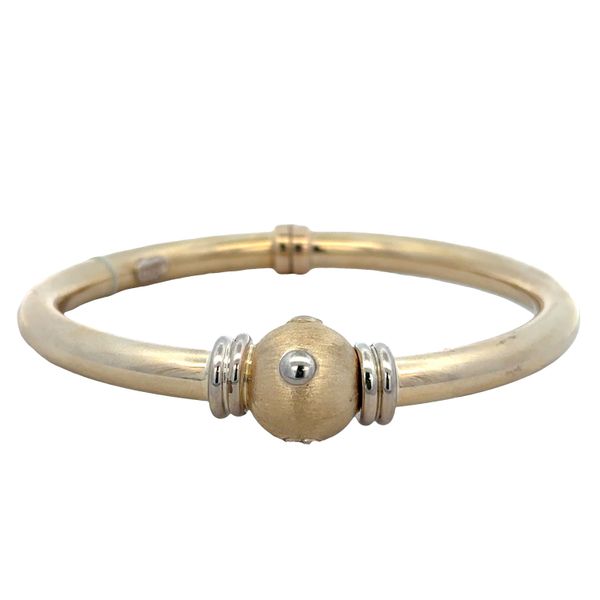 14k Yellow Gold Brushed & Polished Bangle Bracelet – Magnetic Hinged Clasp Perry's Diamonds & Estate Jewelry Charlotte, NC