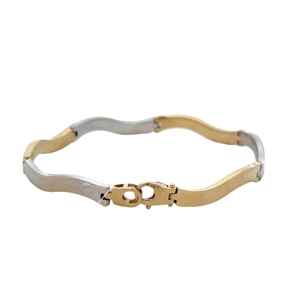 14k Yellow & White Gold Curved Link Bracelet – 7.5