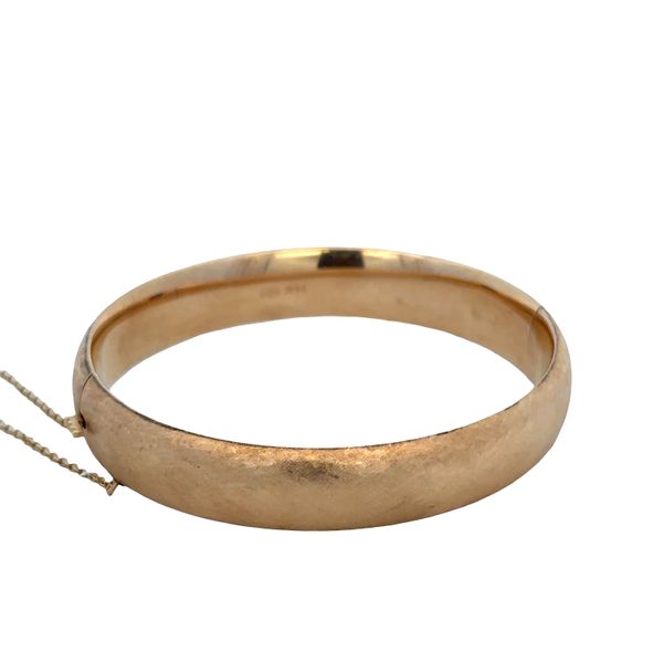 Vintage Mid-Century 14k Yellow Gold Florentine Hinged Bangle Bracelet by Binder Brothers Image 3 Perry's Diamonds & Estate Jewelry Charlotte, NC