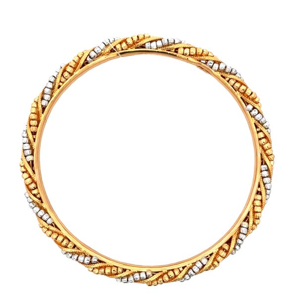 21k Yellow & White Gold Chevron Bangle Bracelet Image 2 Perry's Diamonds & Estate Jewelry Charlotte, NC