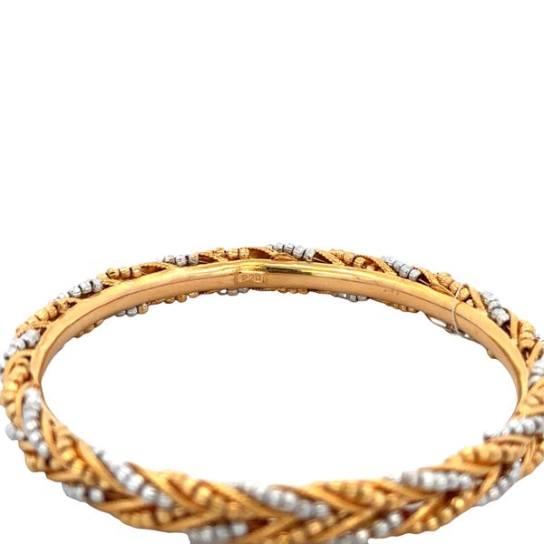 21k Yellow & White Gold Chevron Bangle Bracelet Image 3 Perry's Diamonds & Estate Jewelry Charlotte, NC