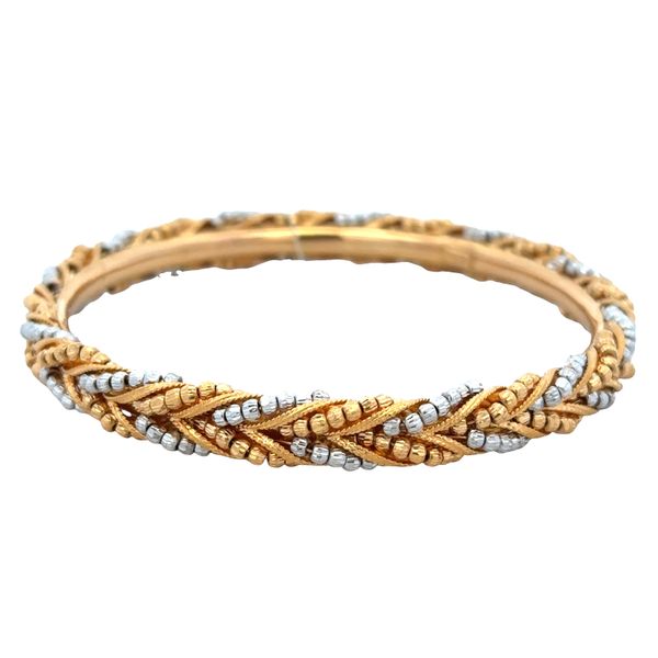 21k Yellow & White Gold Chevron Bangle Bracelet Perry's Diamonds & Estate Jewelry Charlotte, NC