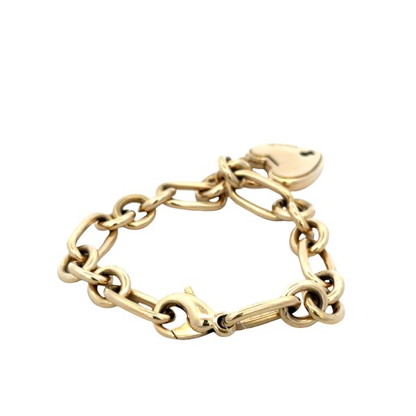 Estate Tiffany & Co. 18k Yellow Gold Heart Charm Link Bracelet – 8