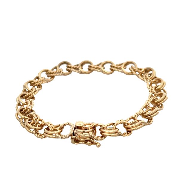 14k Yellow Gold Double Link Charm Bracelet – 7