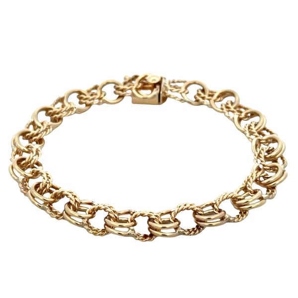 14k Yellow Gold Double Link Charm Bracelet – 7