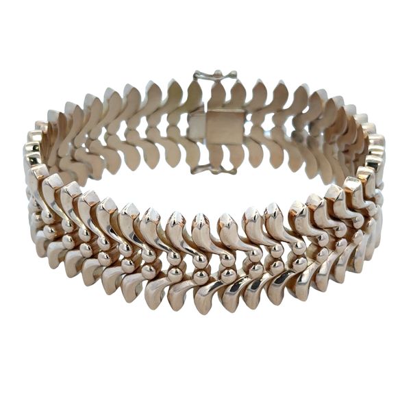 Vintage Retro 18k Rose Gold Statement Bracelet – Circa 1940s – 7.5