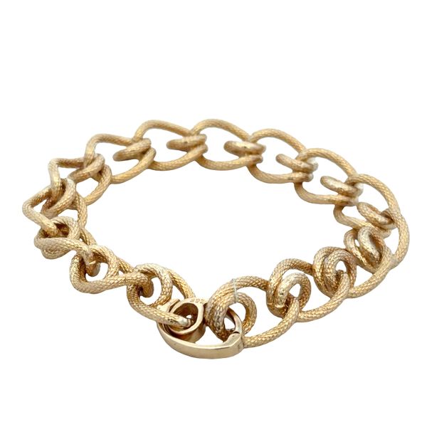 14k Yellow Gold Textured Fancy Link Charm Bracelet – 7