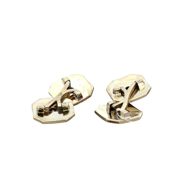 Vintage Art Deco 14k White & Yellow Gold Sapphire & Diamond Cuff Links Image 3 Perry's Diamonds & Estate Jewelry Charlotte, NC