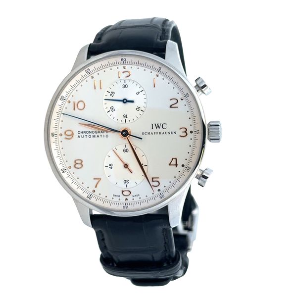 Pre Owned IWC Portugieser Chronograph Ref. IW371445 Stainless Steel Automatic Watch Perry's Diamonds & Estate Jewelry Charlotte, NC