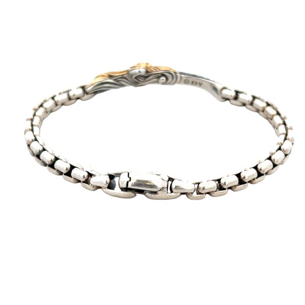 Pre-Owned David Yurman Sterling Silver & 18k Yellow Gold Black Diamond Dagger Bracelet – 8
