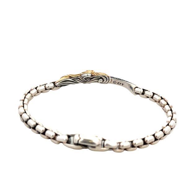 Pre-Owned David Yurman Sterling Silver & 18k Yellow Gold Black Diamond Dagger Bracelet – 8