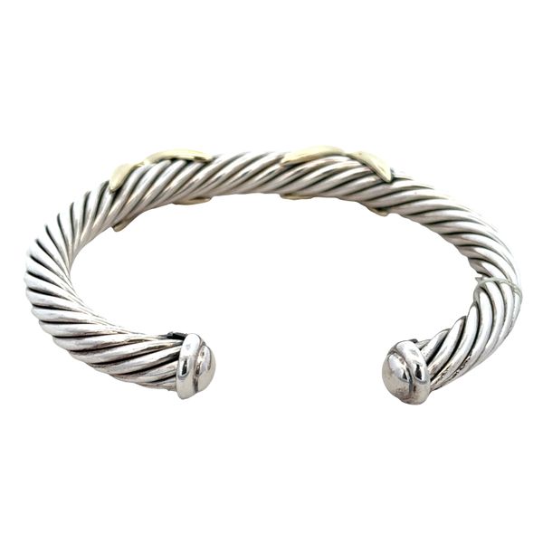 Estate David Yurman Sterling Silver & 14k Yellow Gold Cable Cuff Bracelet – Fits a 6.5