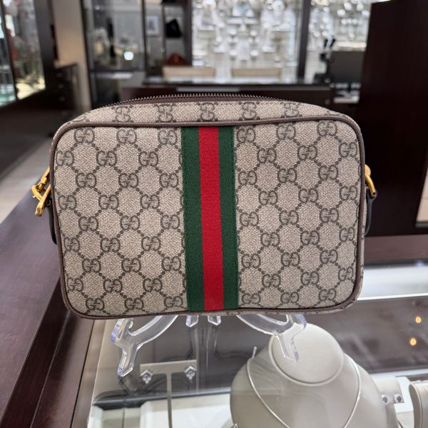 Pre-Owned Gucci Canvas Crossbody Bag with Signature Web Stripe – Circa 2025 Image 2 Perry's Diamonds & Estate Jewelry Charlotte, NC