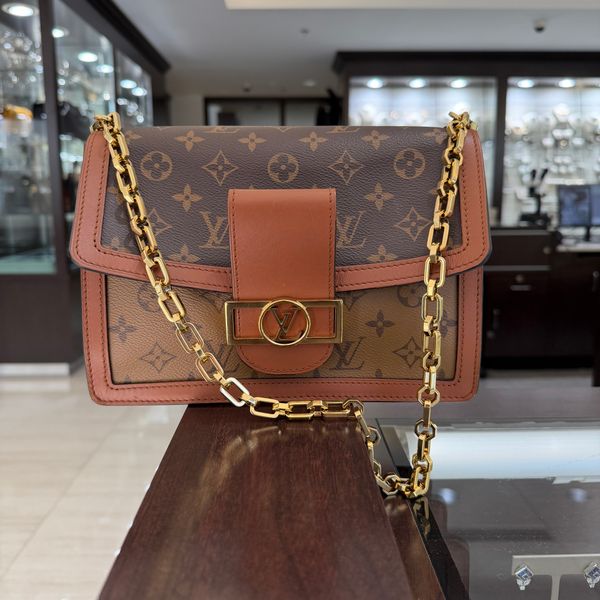 Pre-Owned Louis Vuitton Dauphine MM Handbag in Monogram & Reverse Monogram Canvas Perry's Diamonds & Estate Jewelry Charlotte, NC