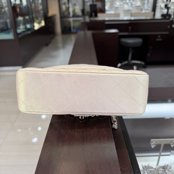 Pre-Owned Chanel Mini Rectangular Flap Bag in Shimmering Iridescent White with Gold-Tone Hardware Image 3 Perry's Diamonds & Estate Jewelry Charlotte, NC