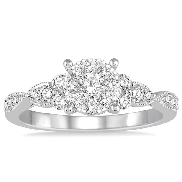 Diamond Cluster Engagement Ring Image 2 Peter & Co. Jewelers Avon Lake, OH