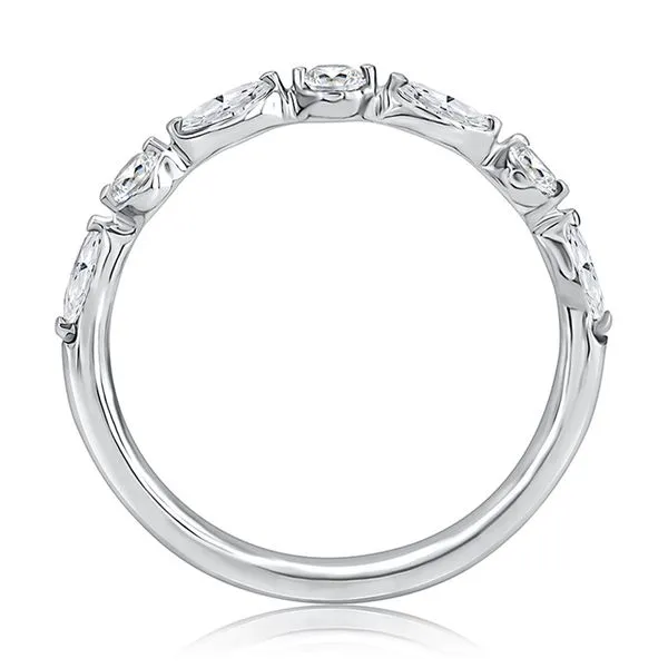 A.JAFFE Delicate Halfway Alternating Round and Marquise Diamond Wedding Band Image 2 Peter & Co. Jewelers Avon Lake, OH